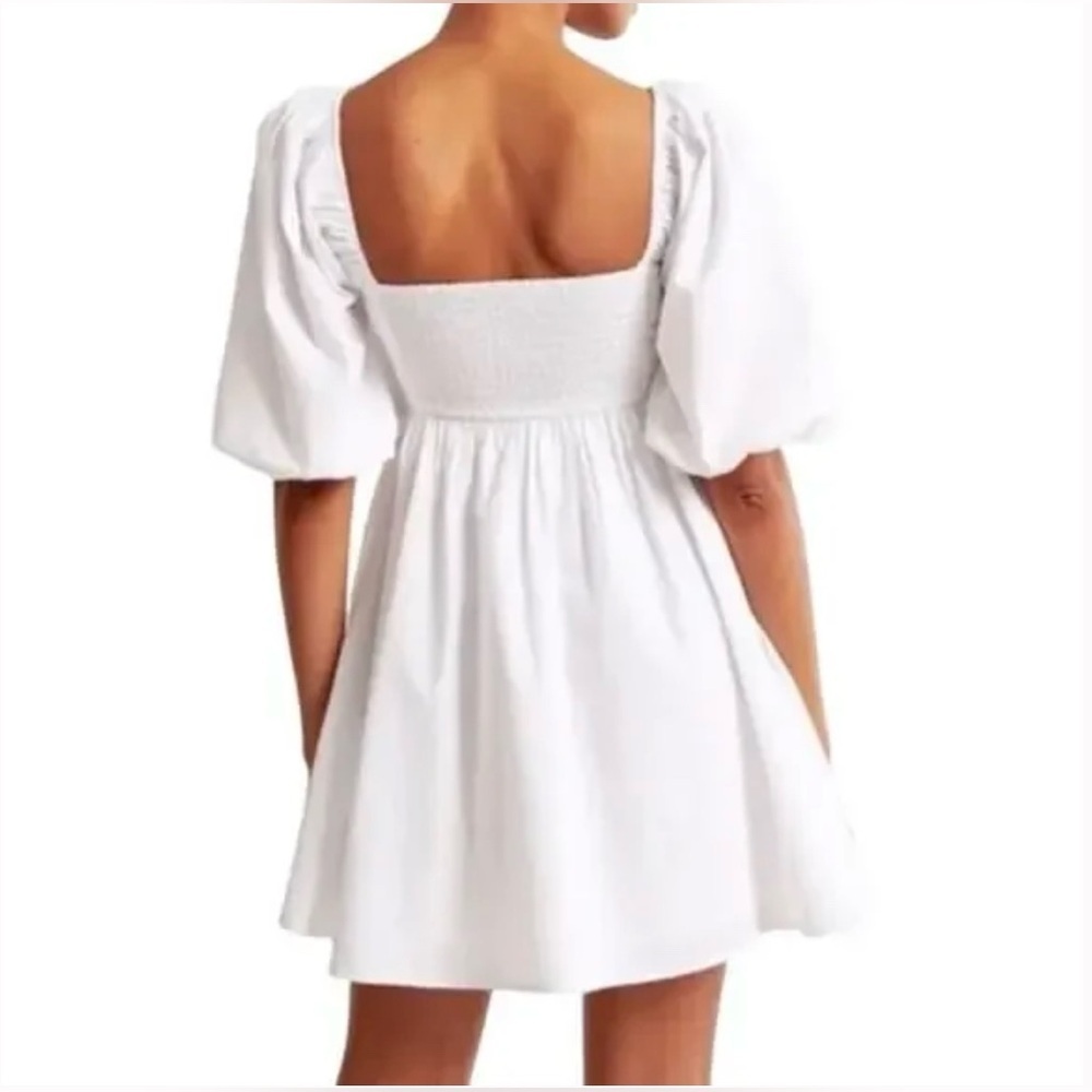 Abercrombie & Fitch-Emerson Mini Dress-Puff Sleeves-Babydoll-Pleated-XS Petite